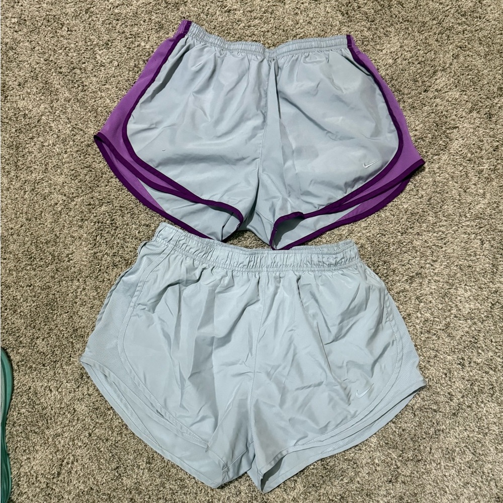 2 Pack Nike Gray and Purple Athletic Shorts with Curved Hem
